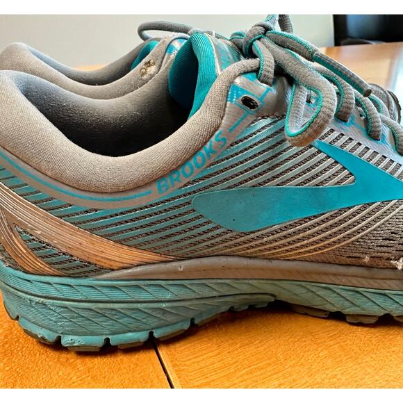 Brooks Ghost 10 Gray Aqua Teal 1202461B038 Athletic Sneakers Sz 8.5 Wide - Picture 10 of 12